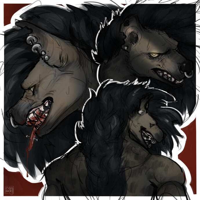 Colored sketch page (2 headshots + 1 bust), 1st style